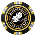 Dave's Lucky Casino Clay Poker Chips - Black / Monte Carlo / 40mm - Front