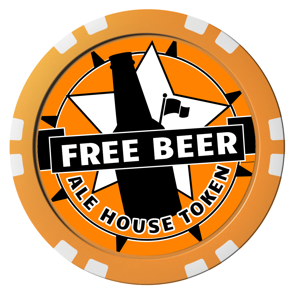 Free Beer Drink Composite Poker Chips - Orange / Double Stripe - Front