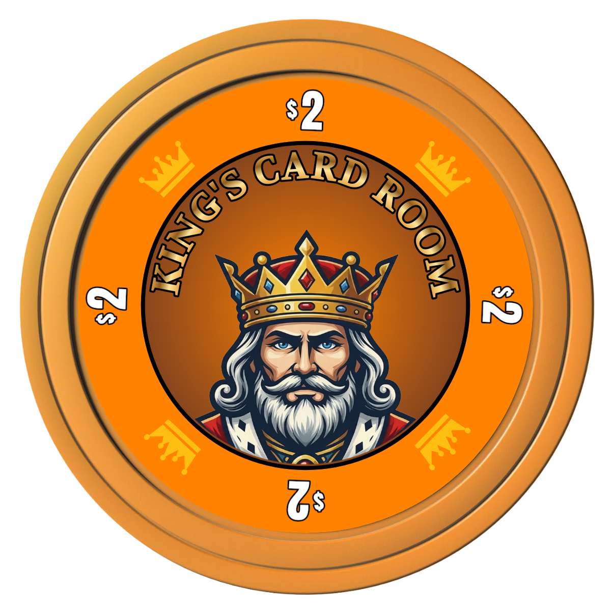 Kings Composite Poker Chips - Orange / Solid - Front