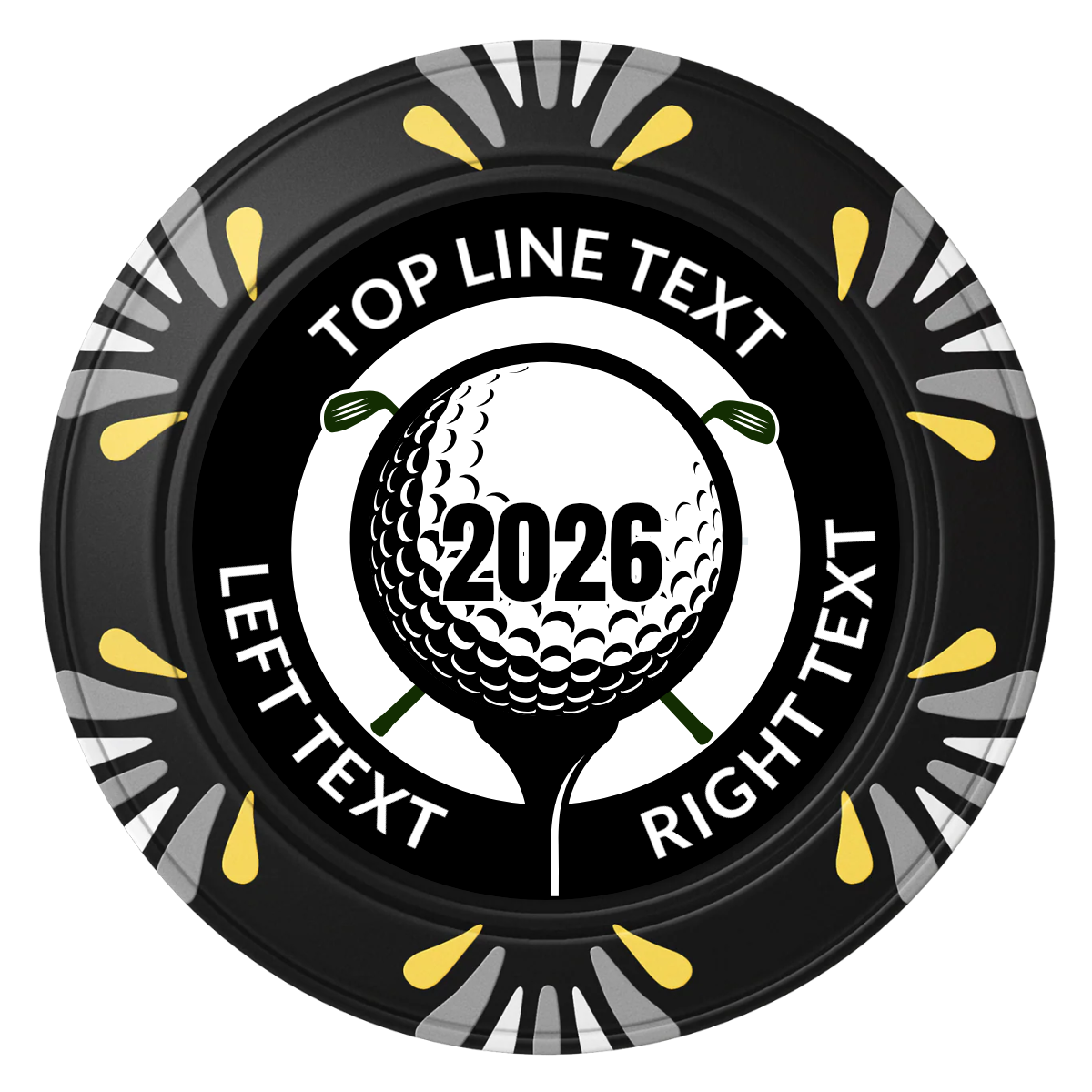 Tee it up Clay Poker Chips - Black / Macau / 40mm - Front