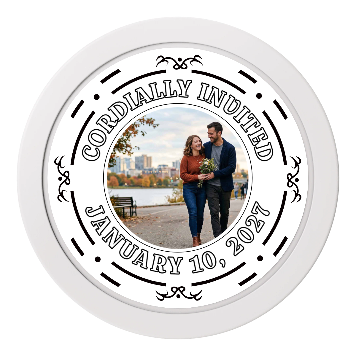 Save the Date Element 2" Oversized Poker Chips - White - Front