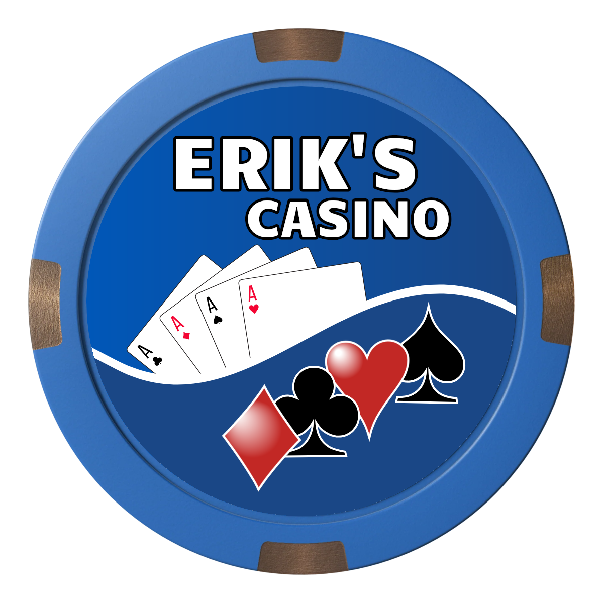Erik's Casino Composite & Metal Hybrid Poker Chips - Blue - Front