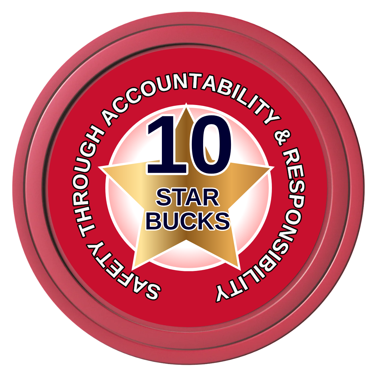 Safety Star Composite Poker Chips - Red / Solid - Front