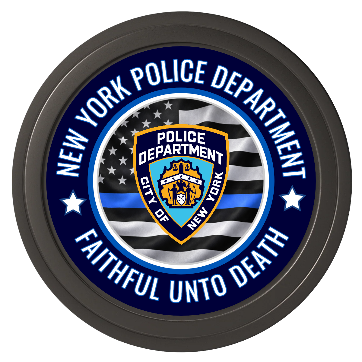 NYPD Safe and Fair Composite Poker Chips - Black / Solid - Front