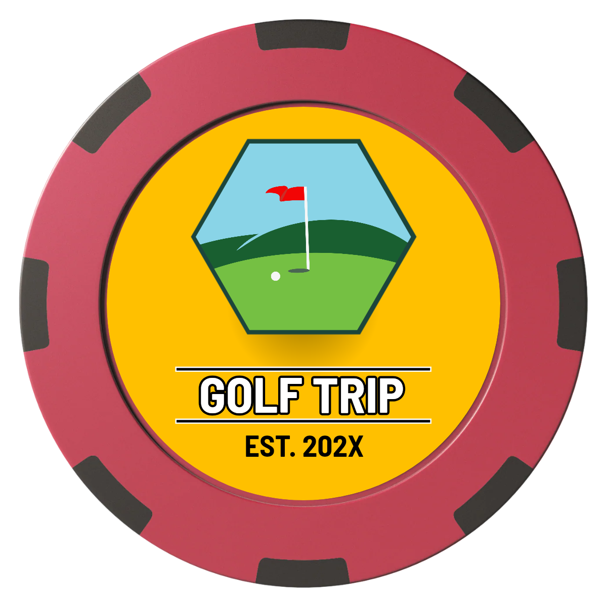 Golf Trip #001 Clay Poker Chips - Red / 8 Spot (2 Tone) / 40mm - Front