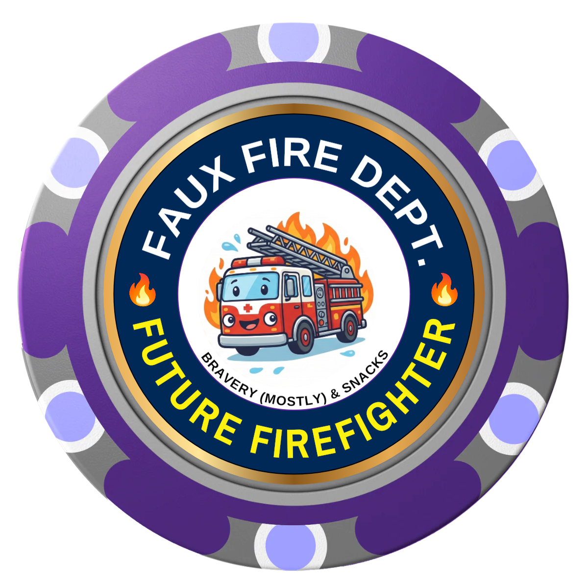 Future Firefighter Clay Poker Chips - Purple / Monte Carlo / 40mm - Front
