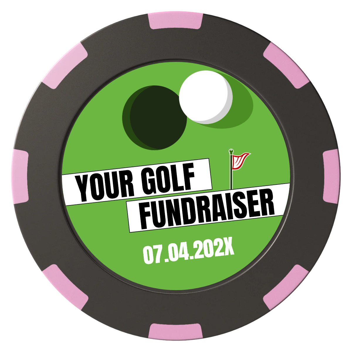 Putting Around Tournament Clay Poker Chips - Black / 8 Spot (2 Tone) / 40mm - Front
