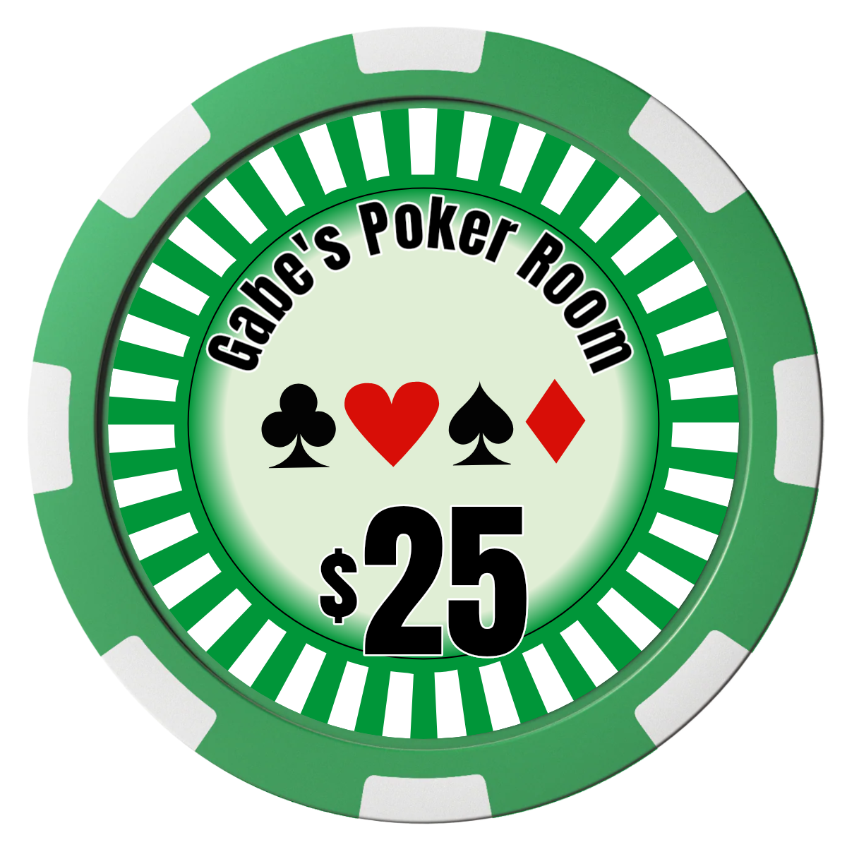 Gabe's Poker Room Magnetic Composite Poker Chips - Green / 8 Spot - Front