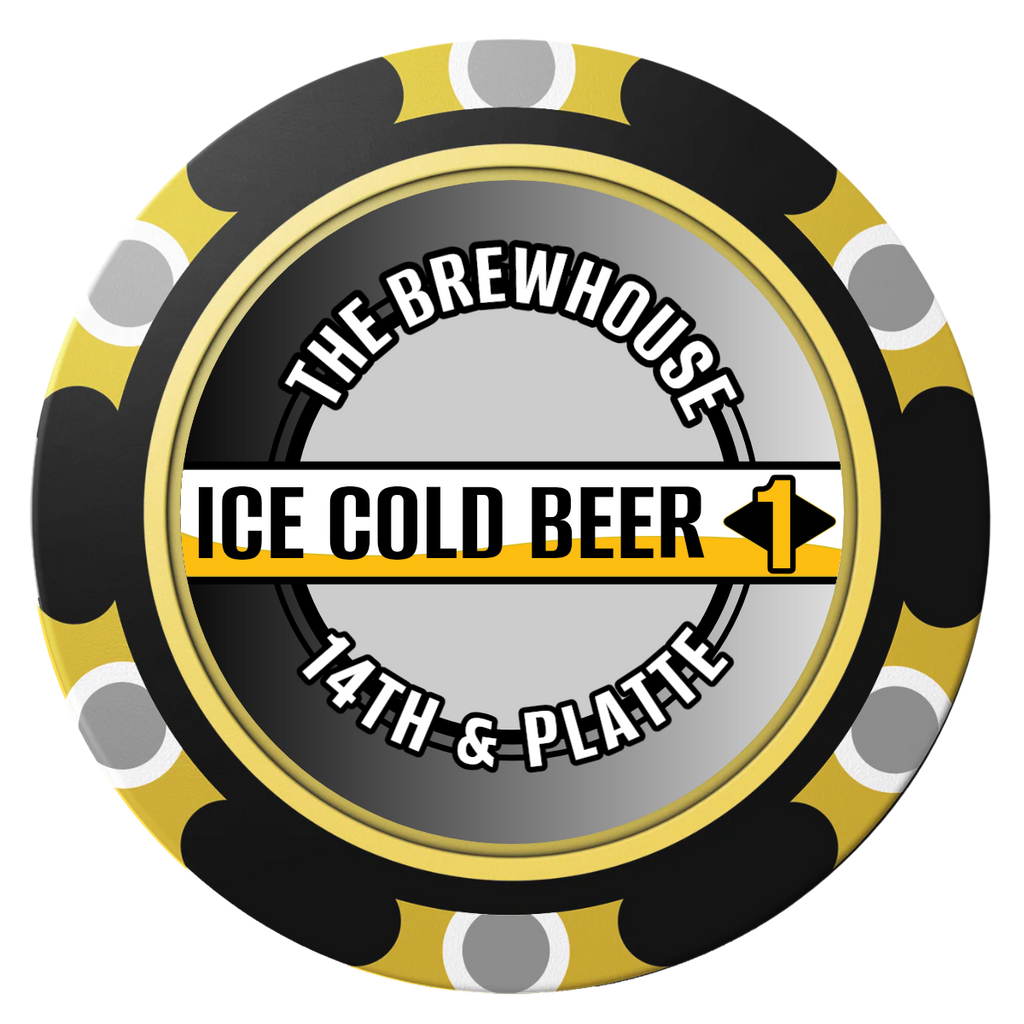 Ice Cold Beer Drink Token Clay Poker Chips - Black / Monte Carlo / 40mm - Front