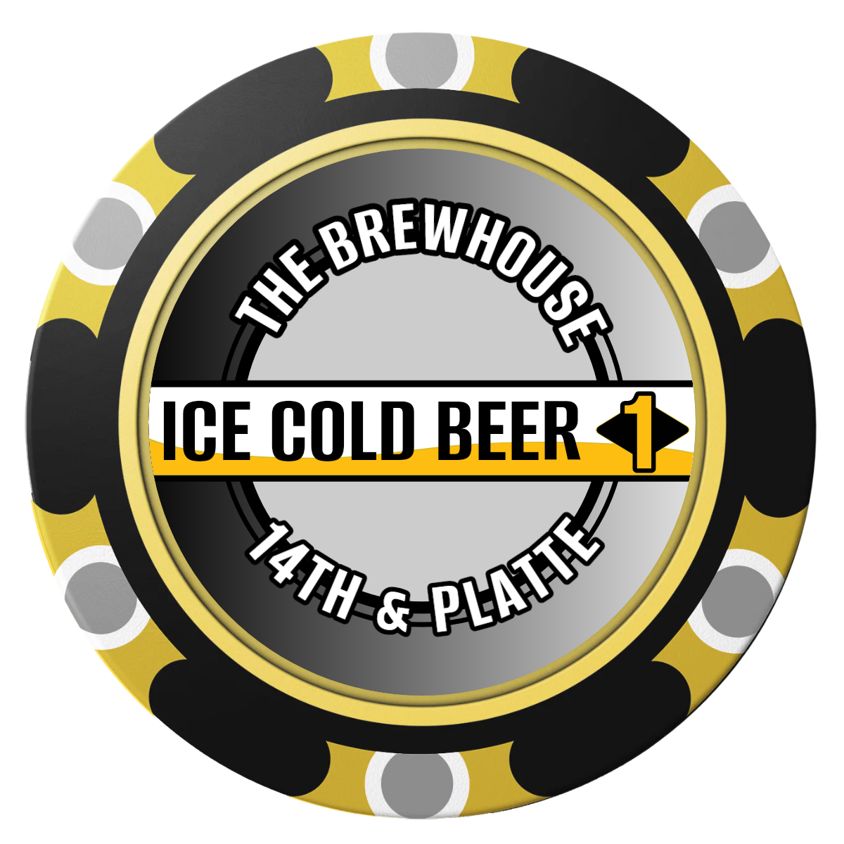Ice Cold Beer Drink Token Clay Poker Chips - Black / Monte Carlo / 40mm - Front