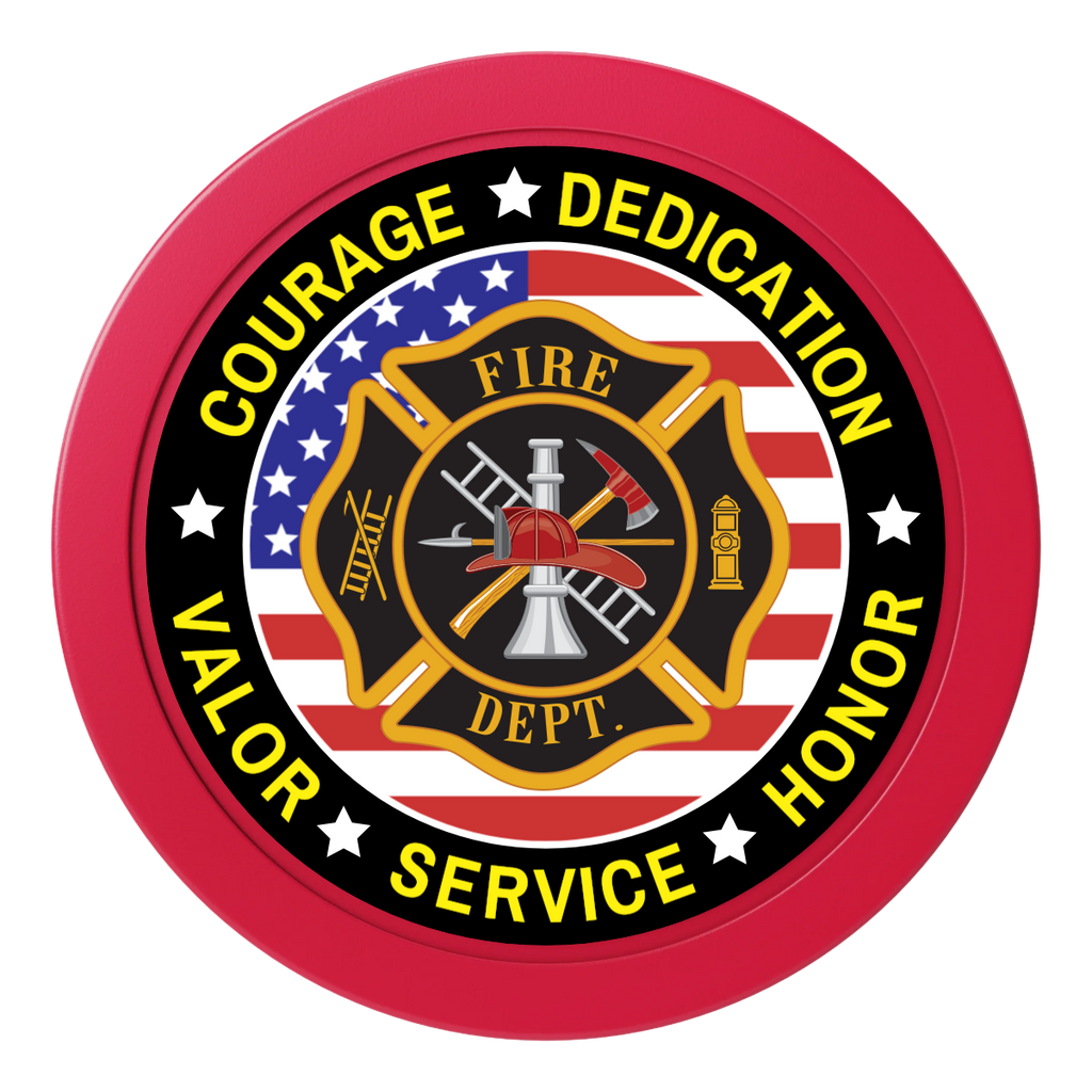 Firefighter Maltese Cross 2" Oversized Poker Chips - Red - Back