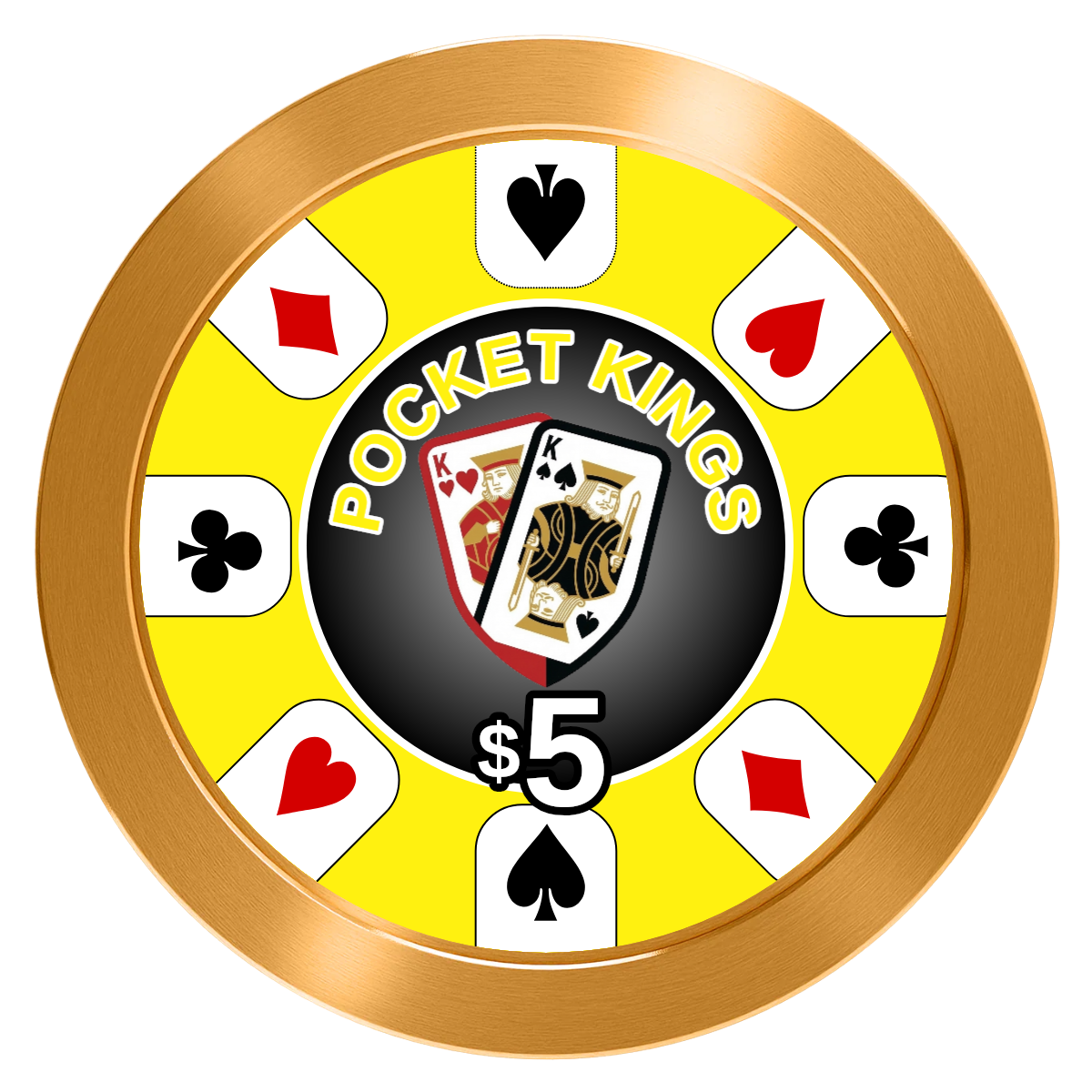 Pocket Kings Aluminum Poker Chips - Gold - Back