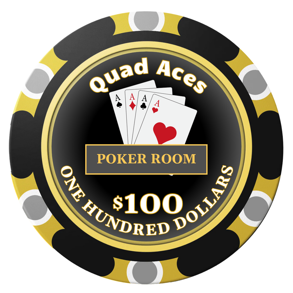Quad Aces Clay Poker Chips - Black / Monte Carlo / 40mm - Back