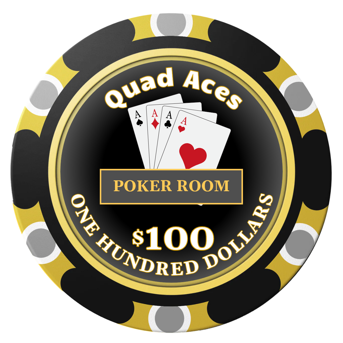 Quad Aces Clay Poker Chips - Black / Monte Carlo / 40mm - Back