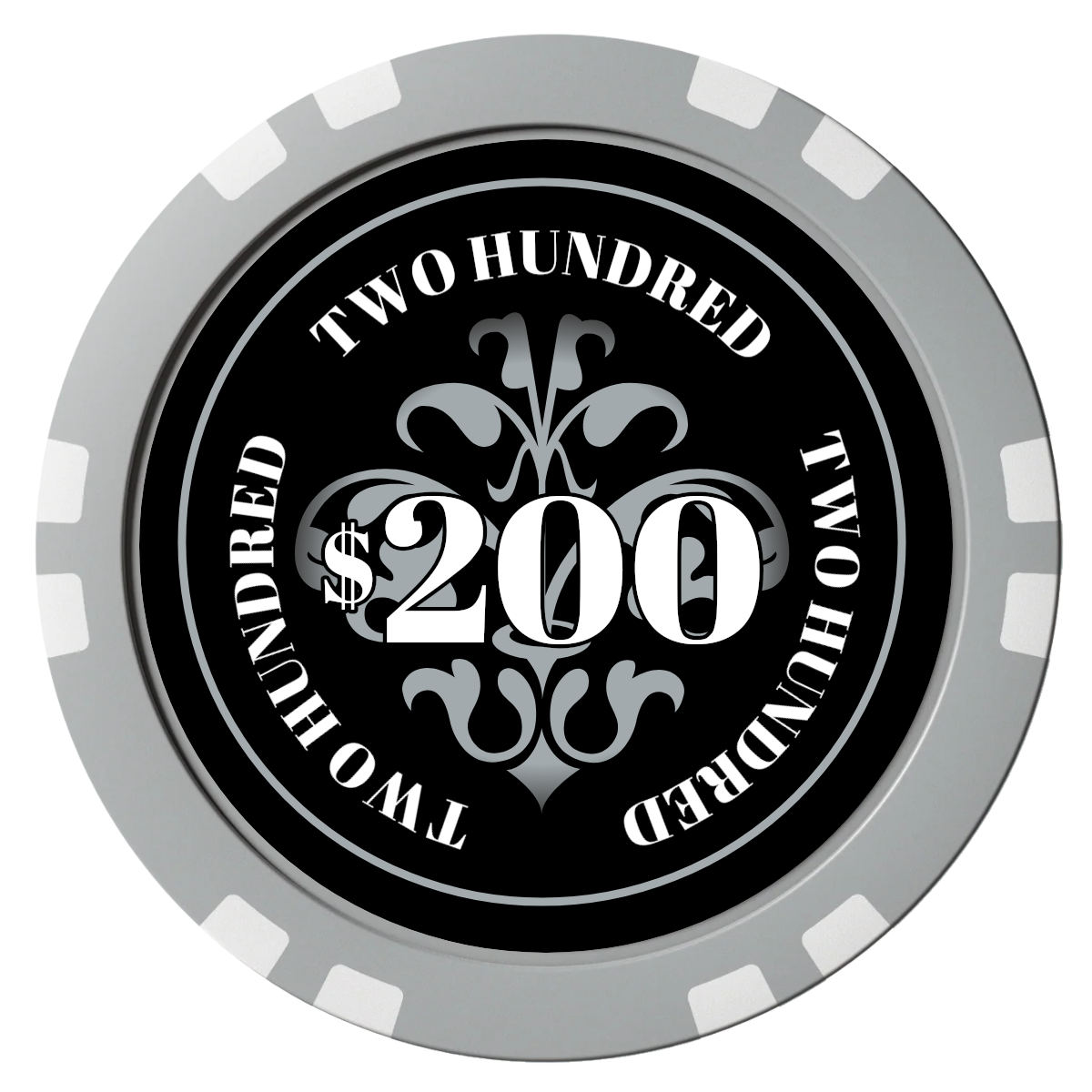 Gothic Revival Composite Poker Chips - Gray / Double Stripe - Front