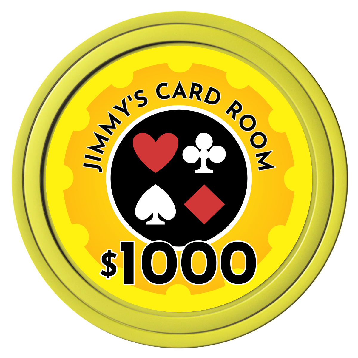 Your Four Suits Composite Poker Chips - Yellow / Solid - Front