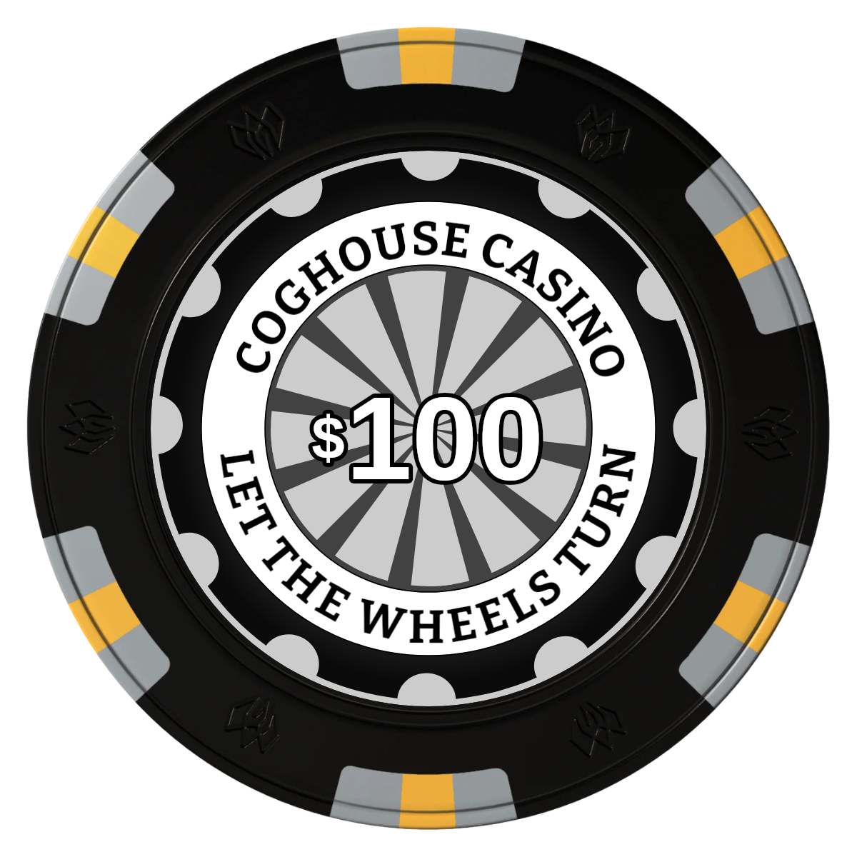 Cog House Clay Poker Chips - Black / 6 Spot Gem / 40mm - Back