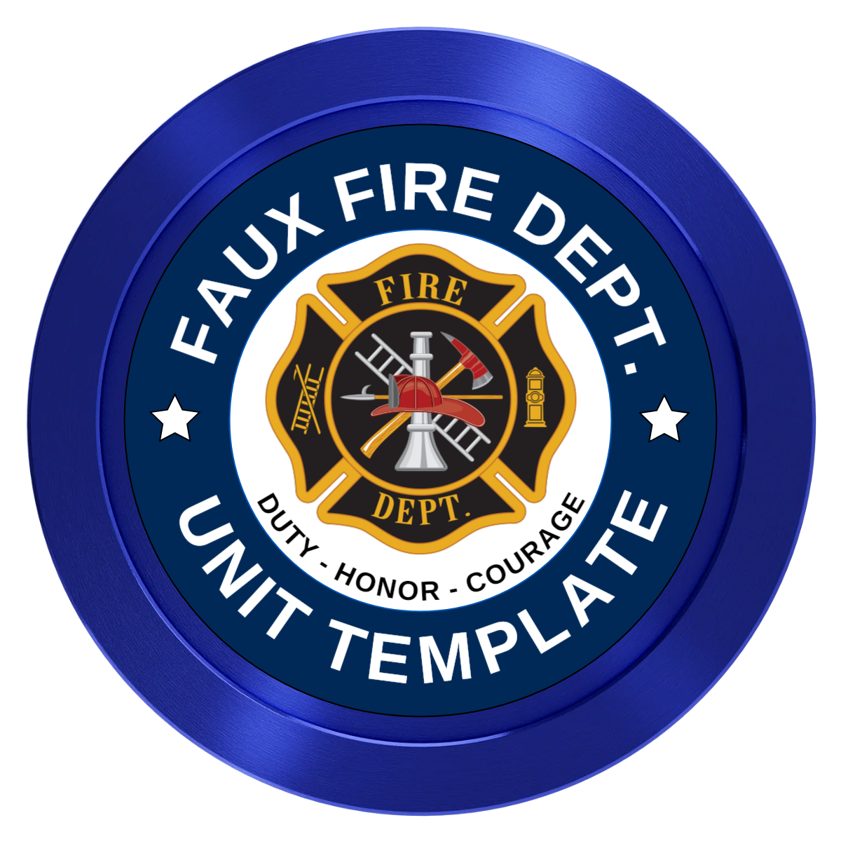 Faux Fire Dept. #01 Aluminum Poker Chips - Blue - Front