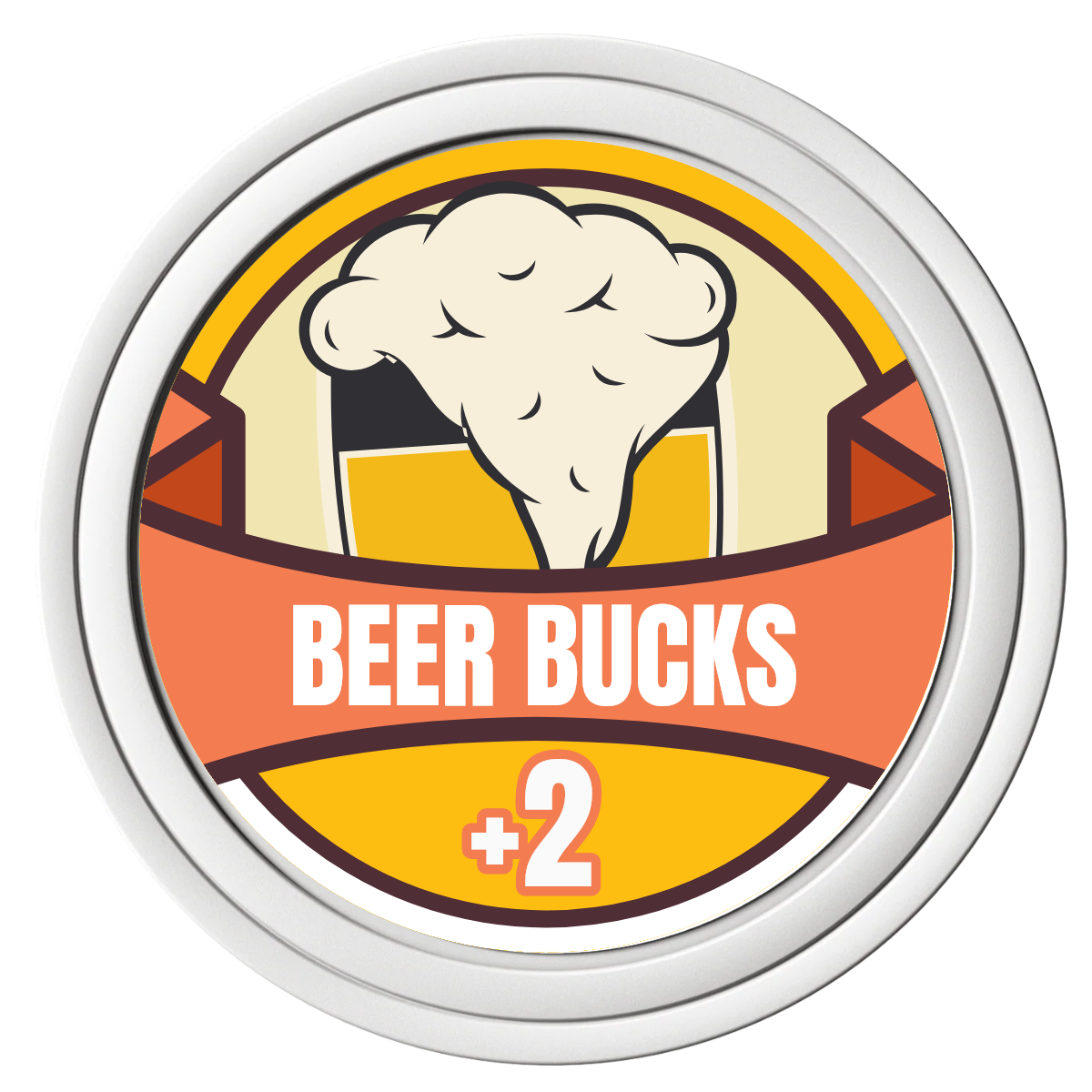 Banner Brew Composite Poker Chips - White / Solid - Front