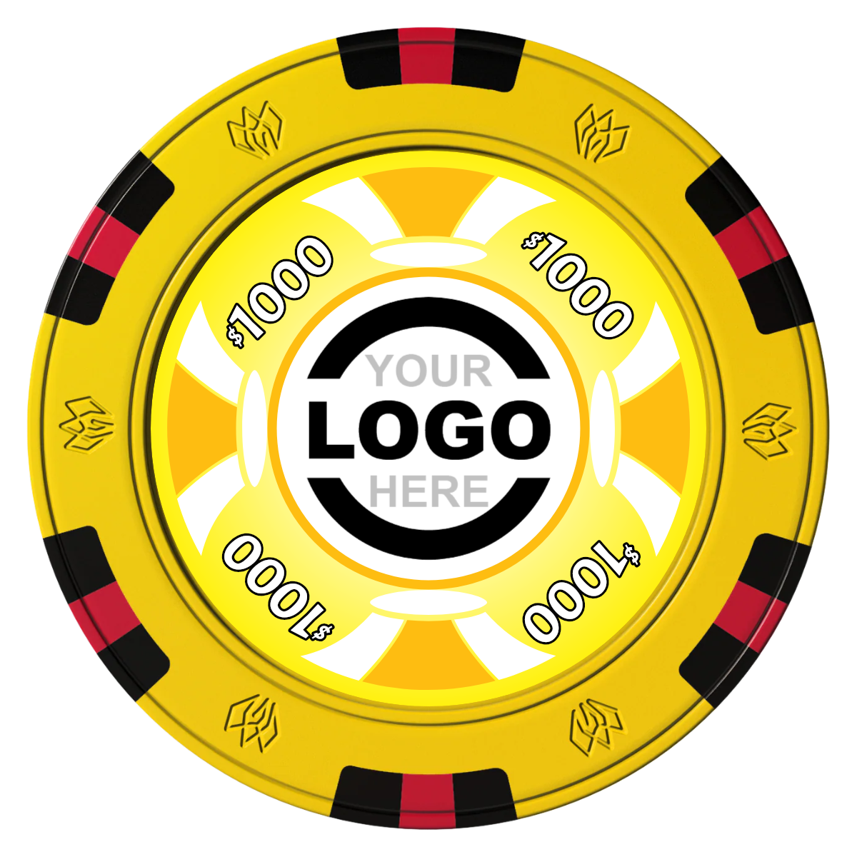 Alan Baker 4-2S A Clay Poker Chips - Yellow / 6 Spot Gem / 43mm - Front