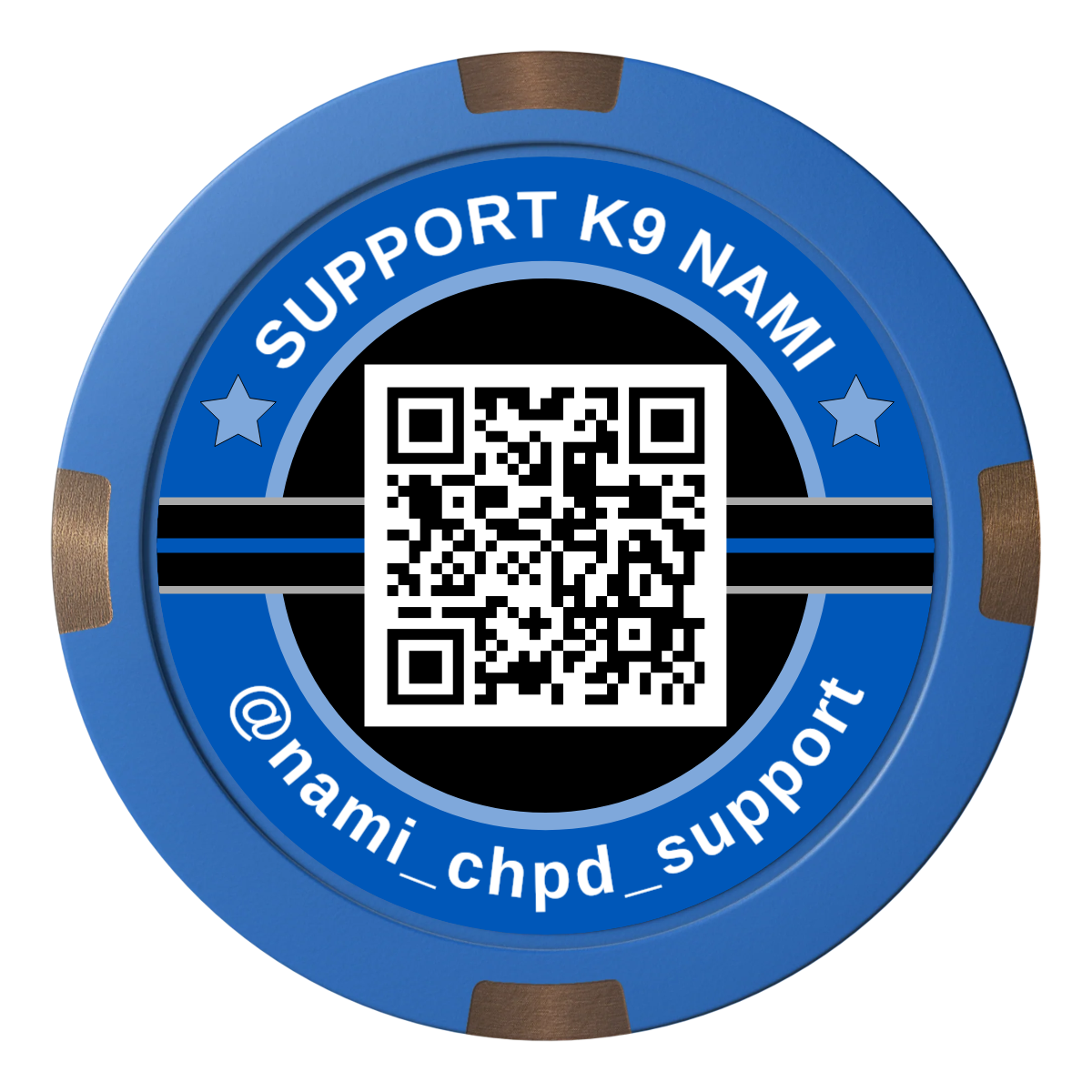 Police Department K9 #02 Composite & Metal Hybrid Poker Chips - Blue - Back