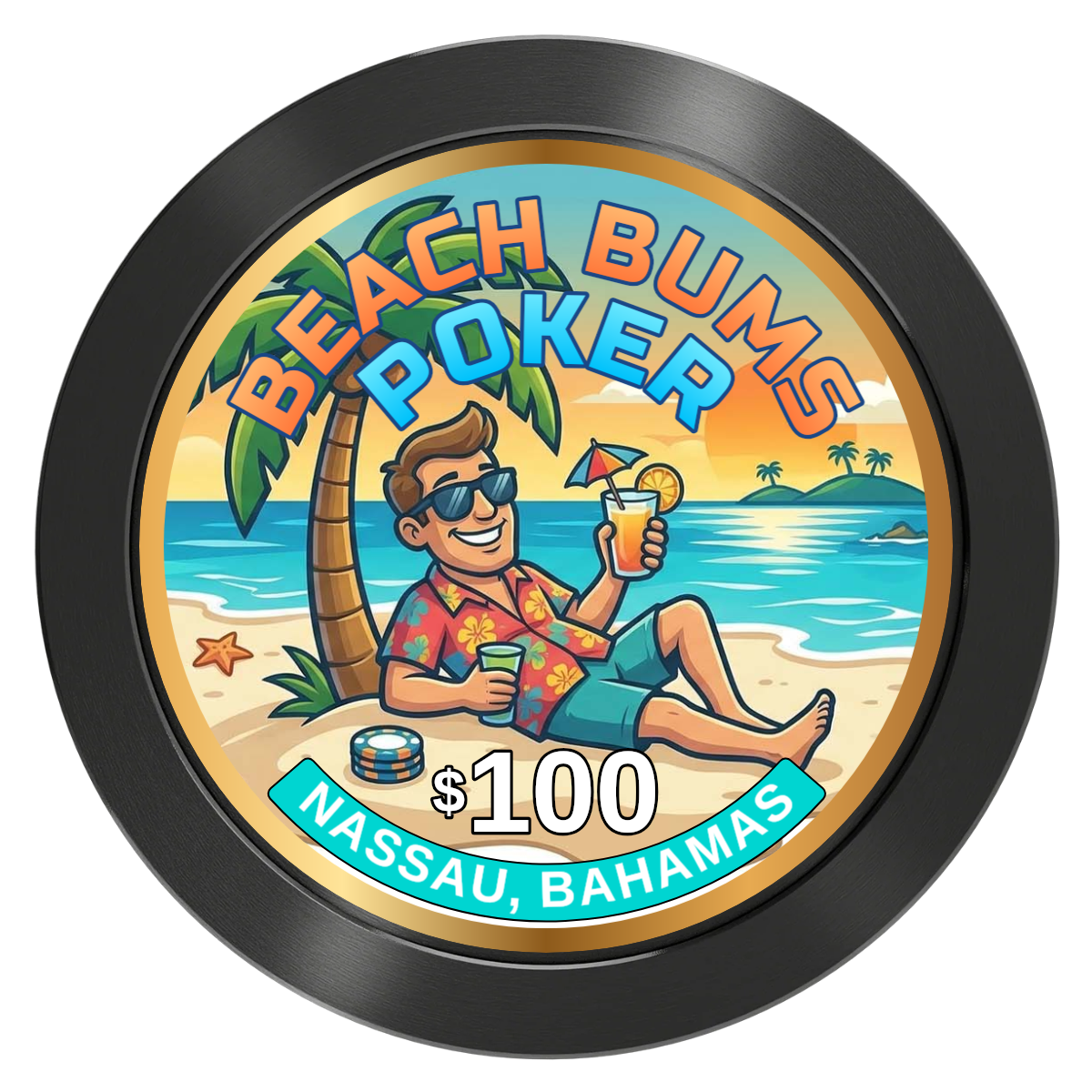 Sandy's Casino Aluminum Poker Chips - Black - Front