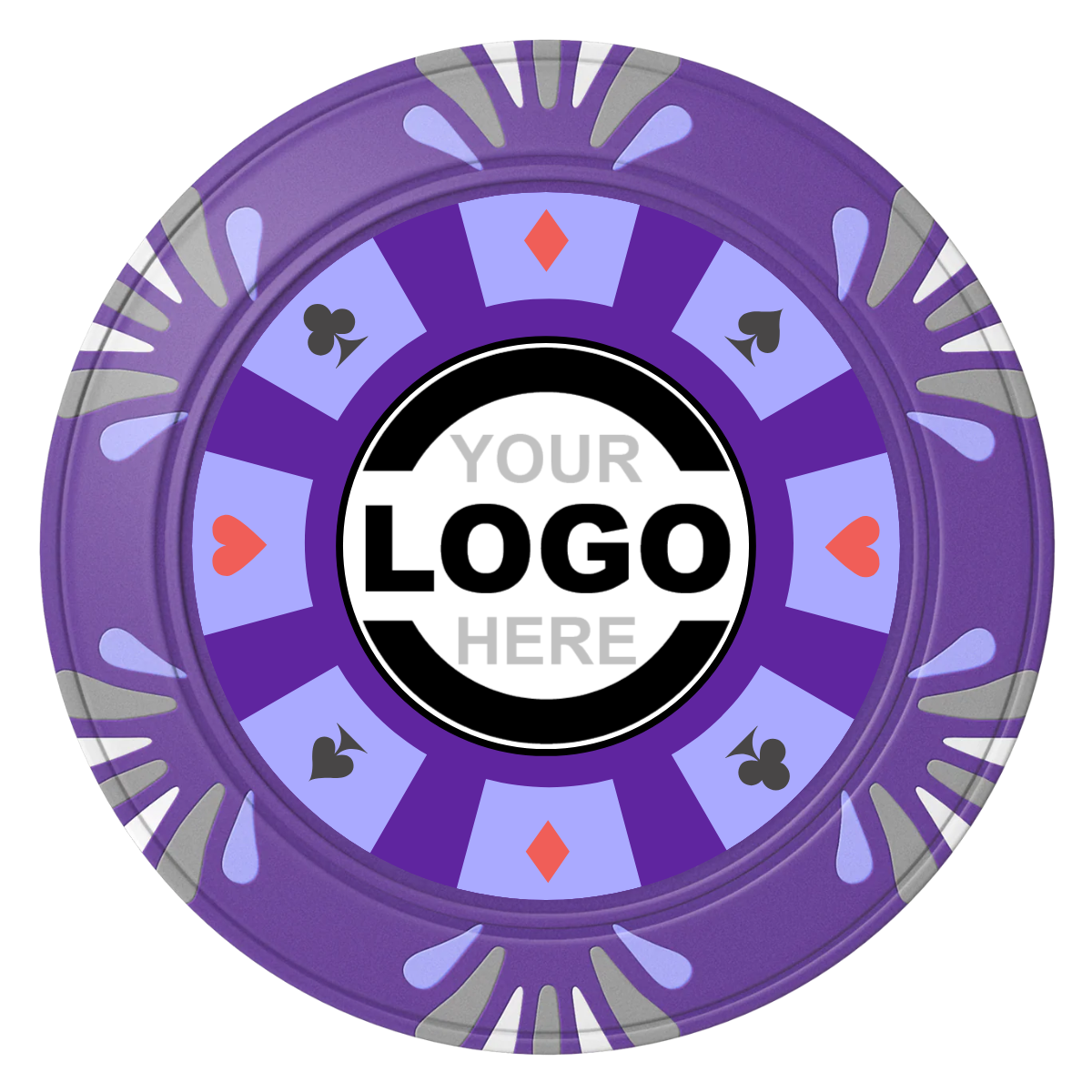 Suit 8 Your Logo Clay Poker Chips - Purple / Macau / 40mm - Front