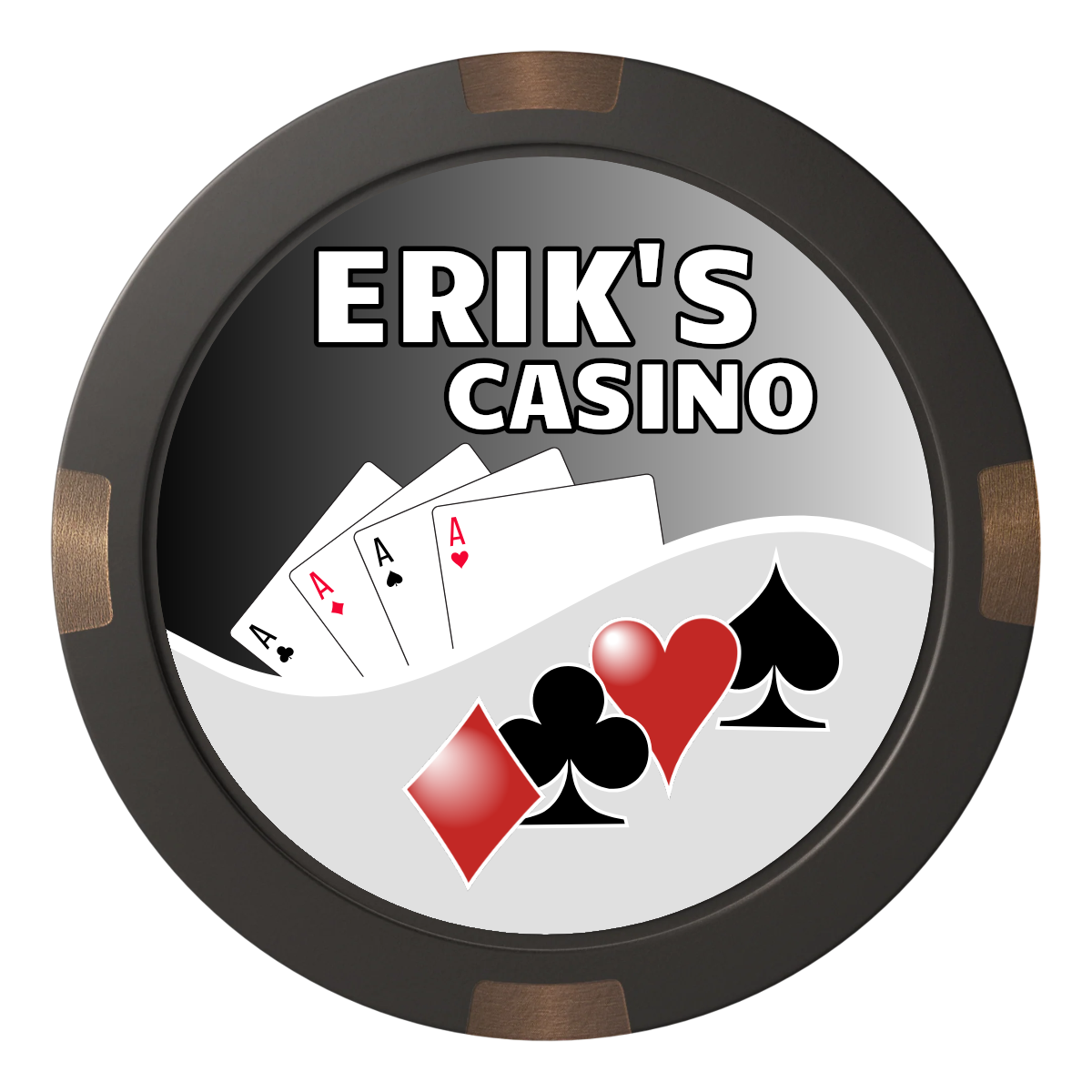 Erik's Casino Composite & Metal Hybrid Poker Chips - Black - Front