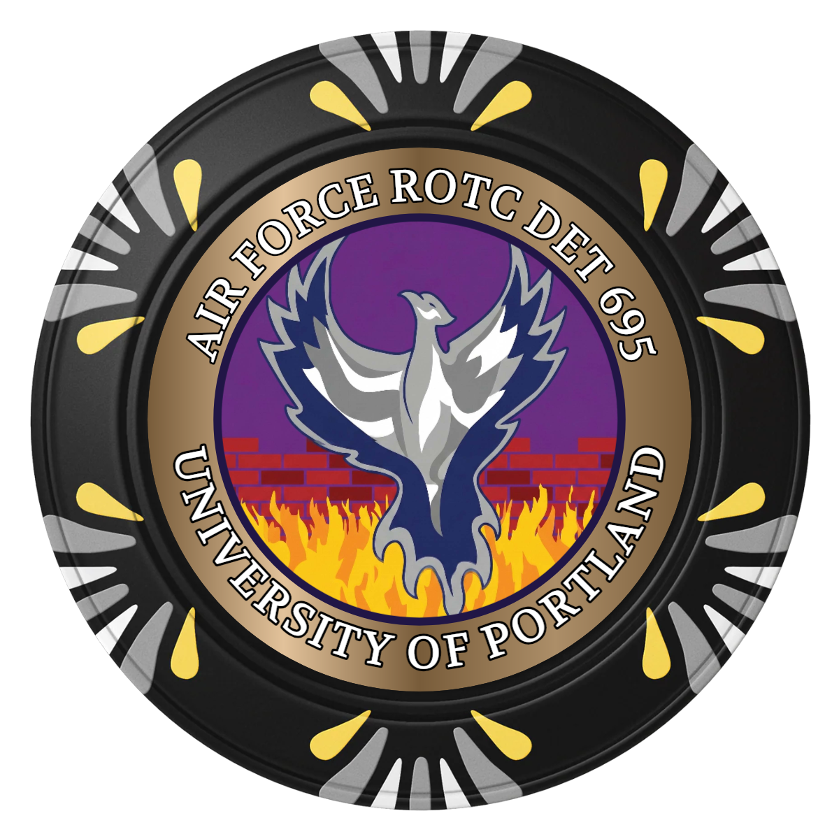Air Force ROTC Det 695 Clay Poker Chips - Black / Macau / 40mm - Front