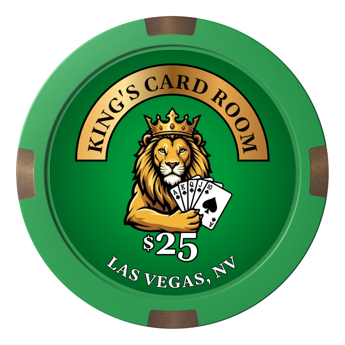 King's Card Room Composite & Metal Hybrid Poker Chips - Green - Front
