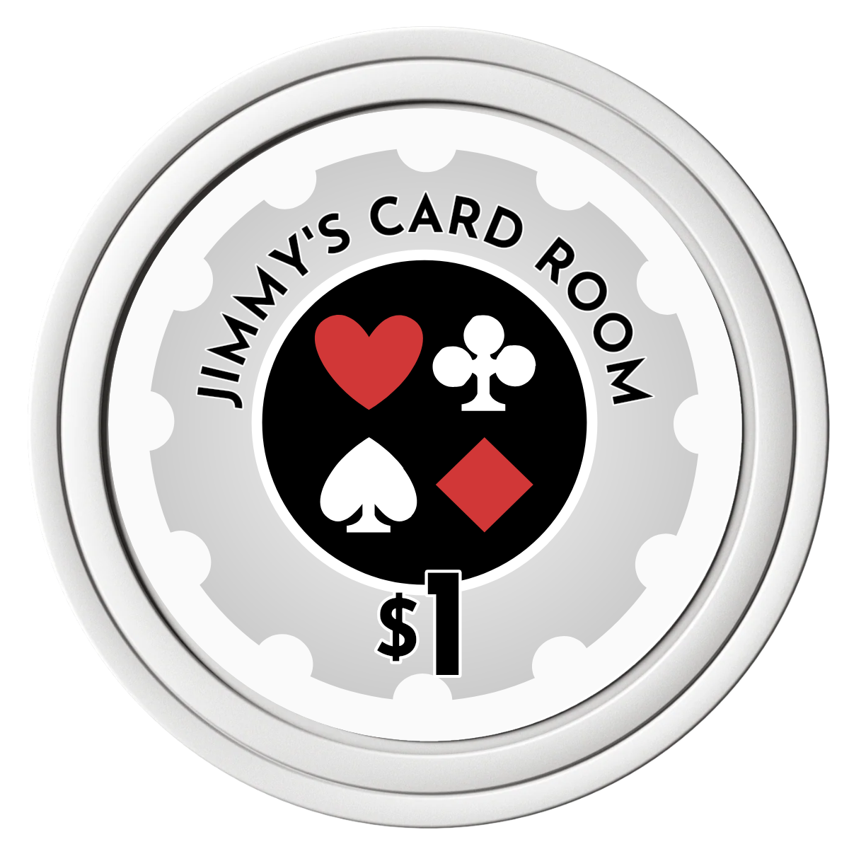 Your Four Suits Composite Poker Chips - White / Solid - Front