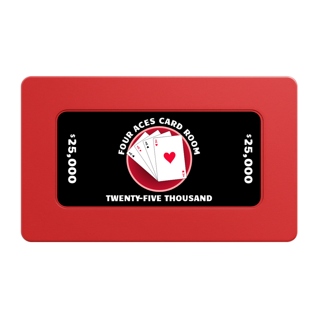 4 Aces Poker Room Rectangular Poker Chip Plaques - Red - Back