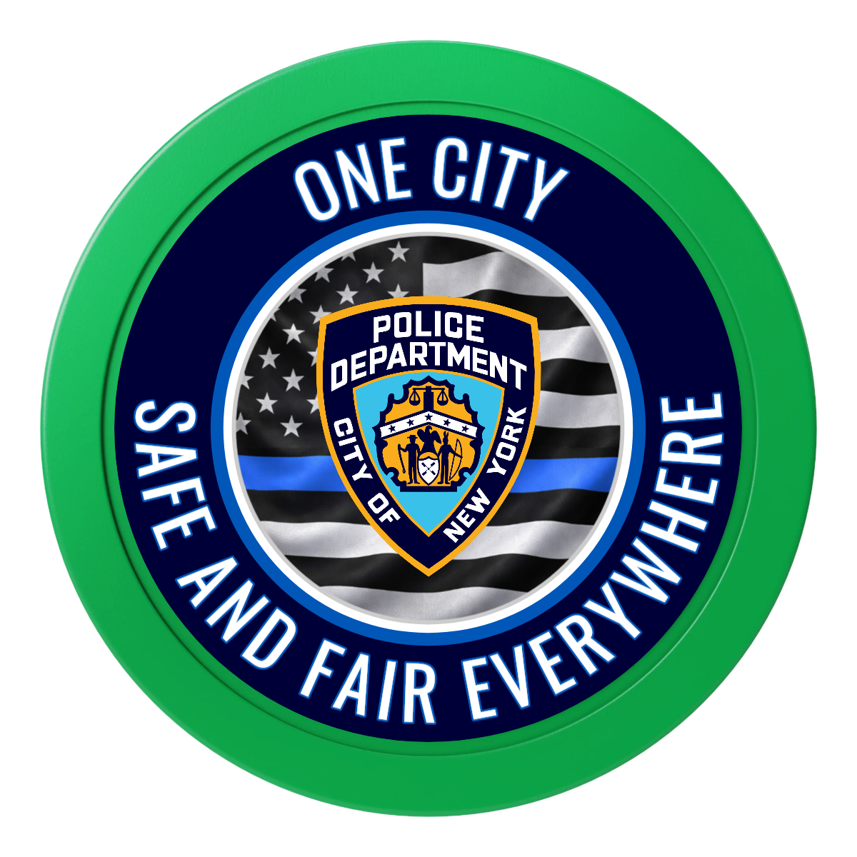 NYPD Safe and Fair 2" Oversized Poker Chips - Green - Back