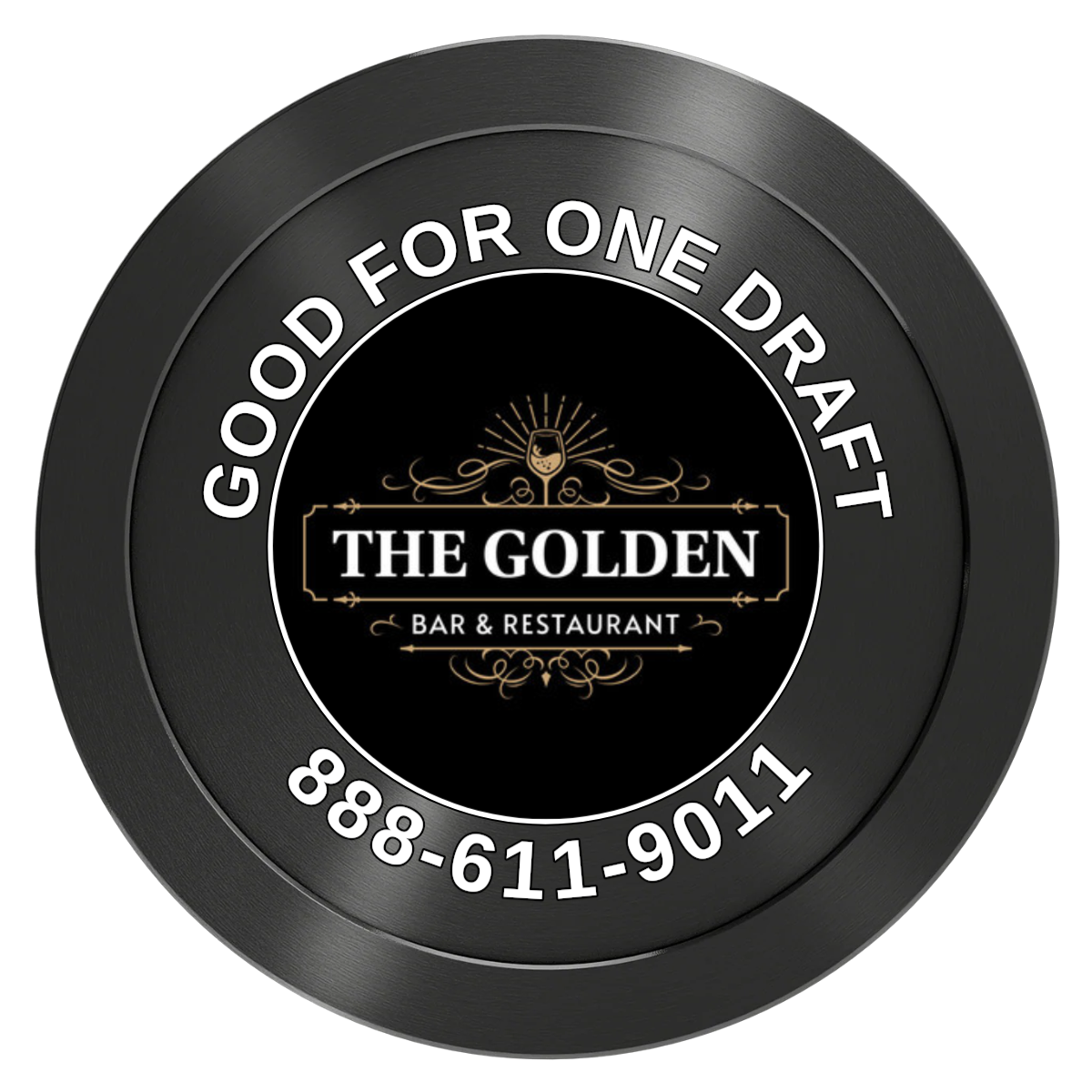 Branded Logo Bar Drink Token Aluminum Poker Chips - Black - Front