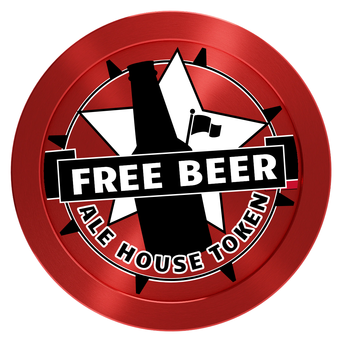 Free Beer Drink Aluminum Poker Chips - Red - Front