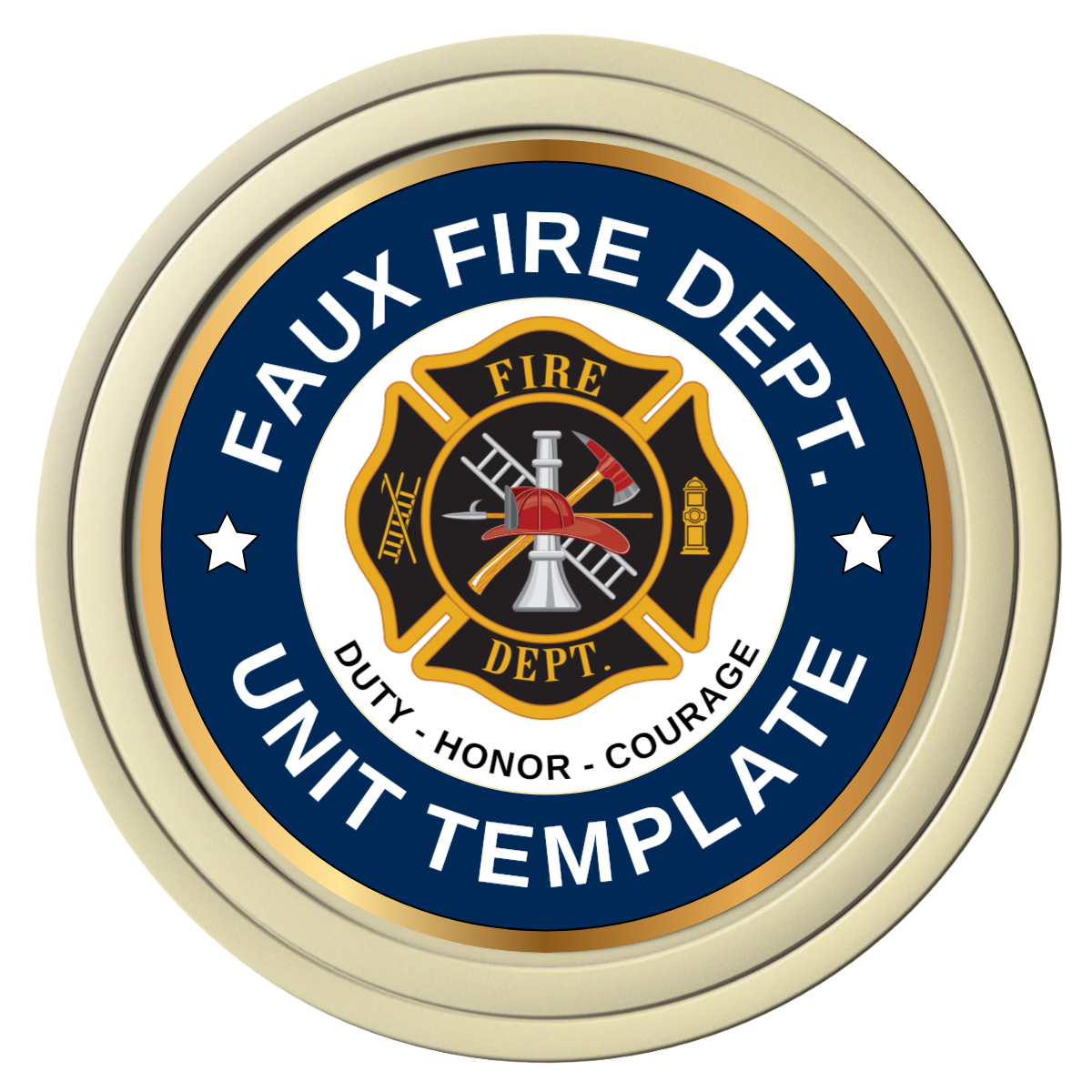 Faux Fire Dept. #01 Composite Poker Chips - Ivory / Solid - Front