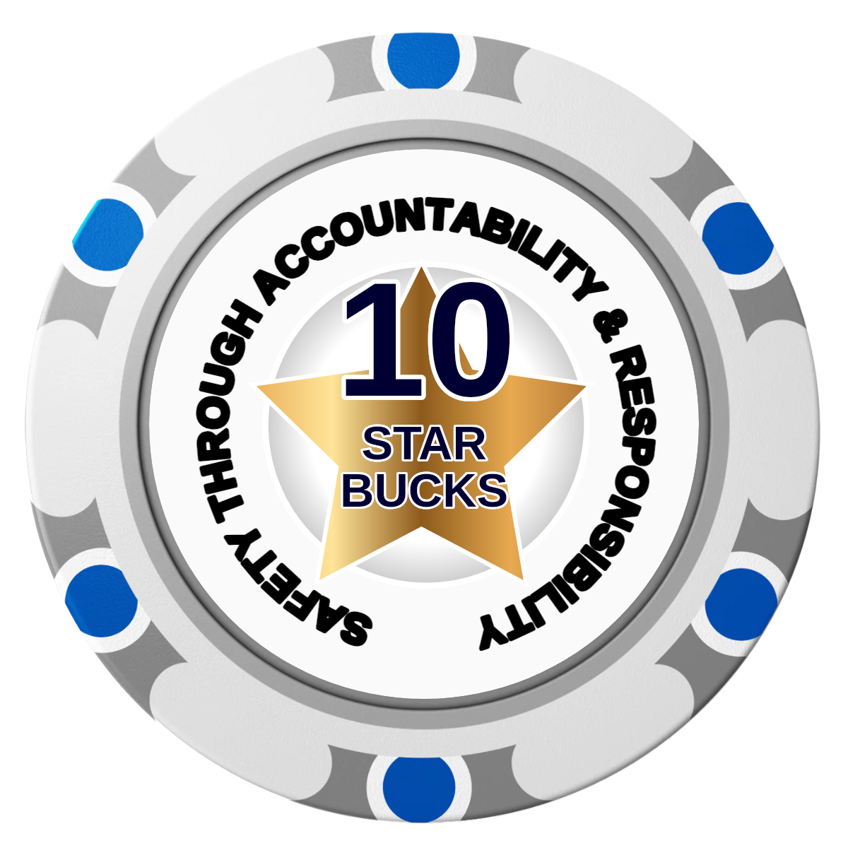 Safety Star Clay Poker Chips - White / Monte Carlo / 40mm - Front