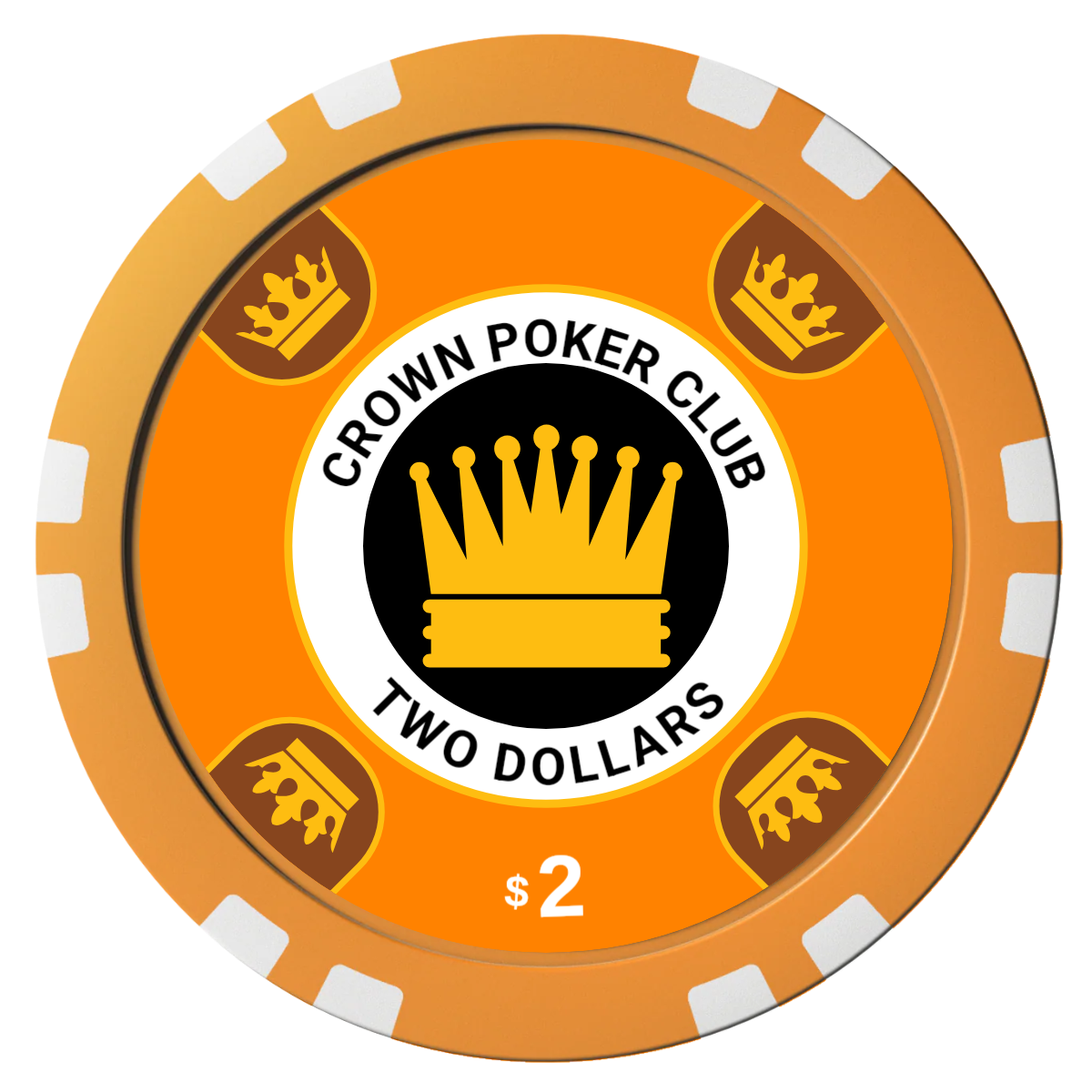 Crown Card Room Composite Poker Chips - Orange / Double Stripe - Front