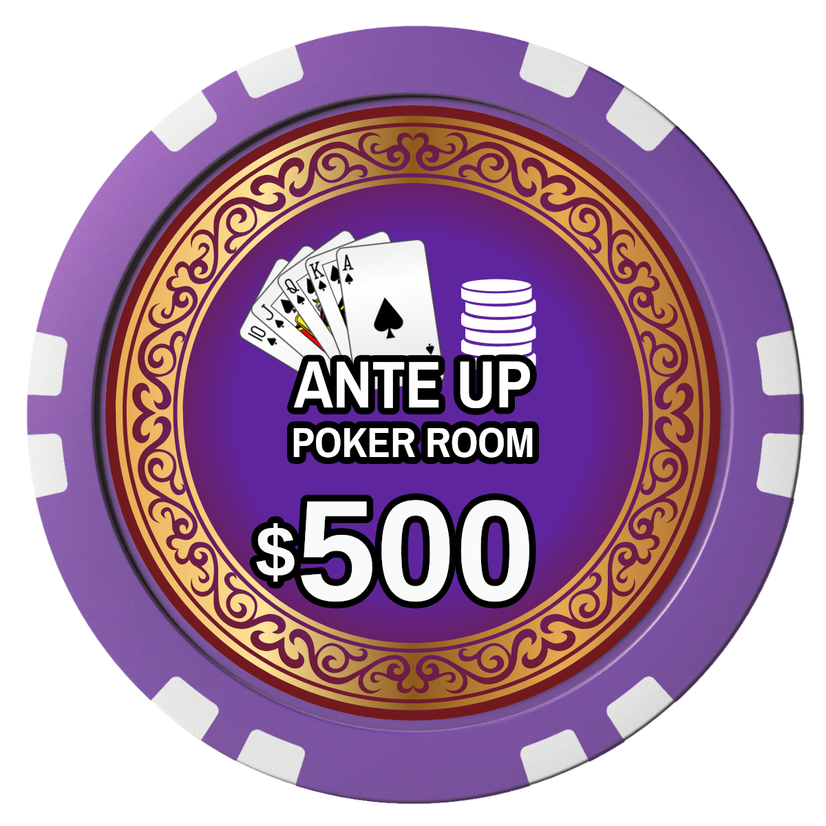 Ante Up Poker Room Composite Poker Chips - Purple / Double Stripe - Front