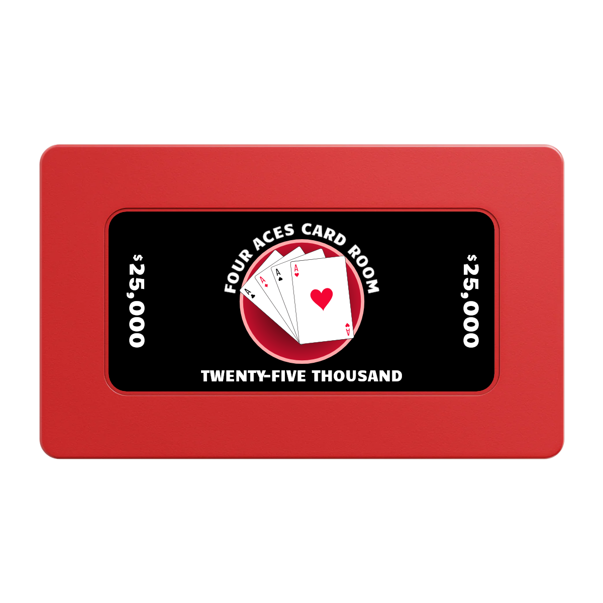 4 Aces Poker Room Rectangular Poker Chip Plaques - Red - Front