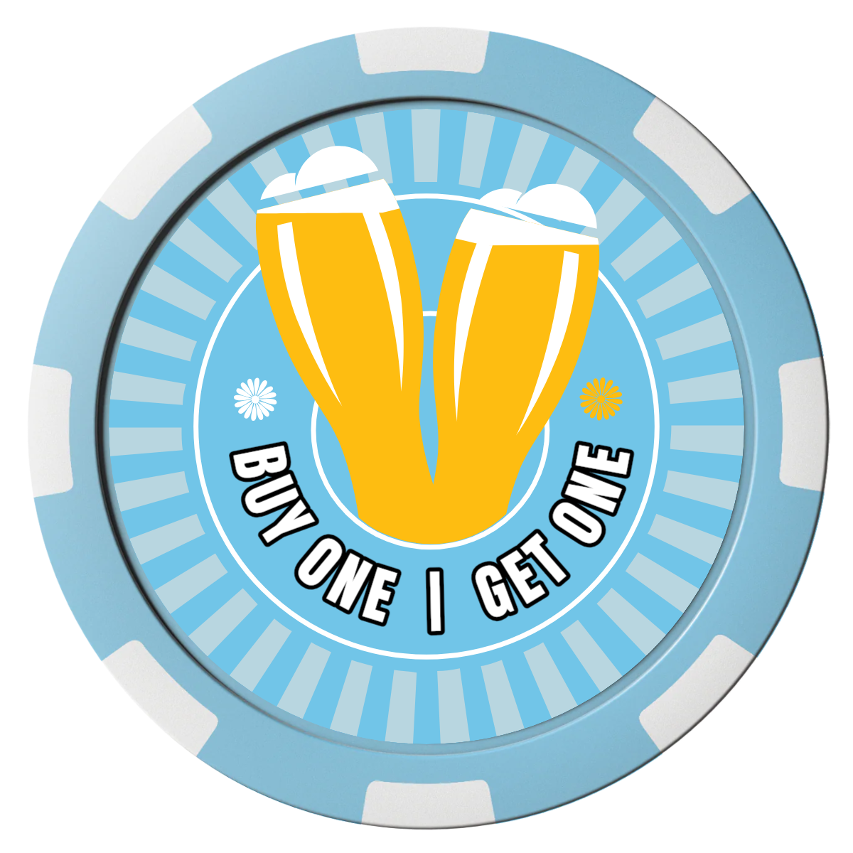 Double Pint Composite Poker Chips - Light Blue / 8 Spot - Front