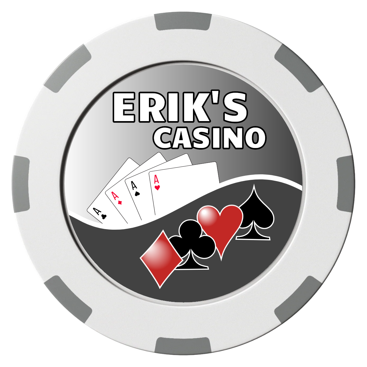 Erik's Casino Clay Poker Chips - White / 8 Spot (2 Tone) / 40mm - Front