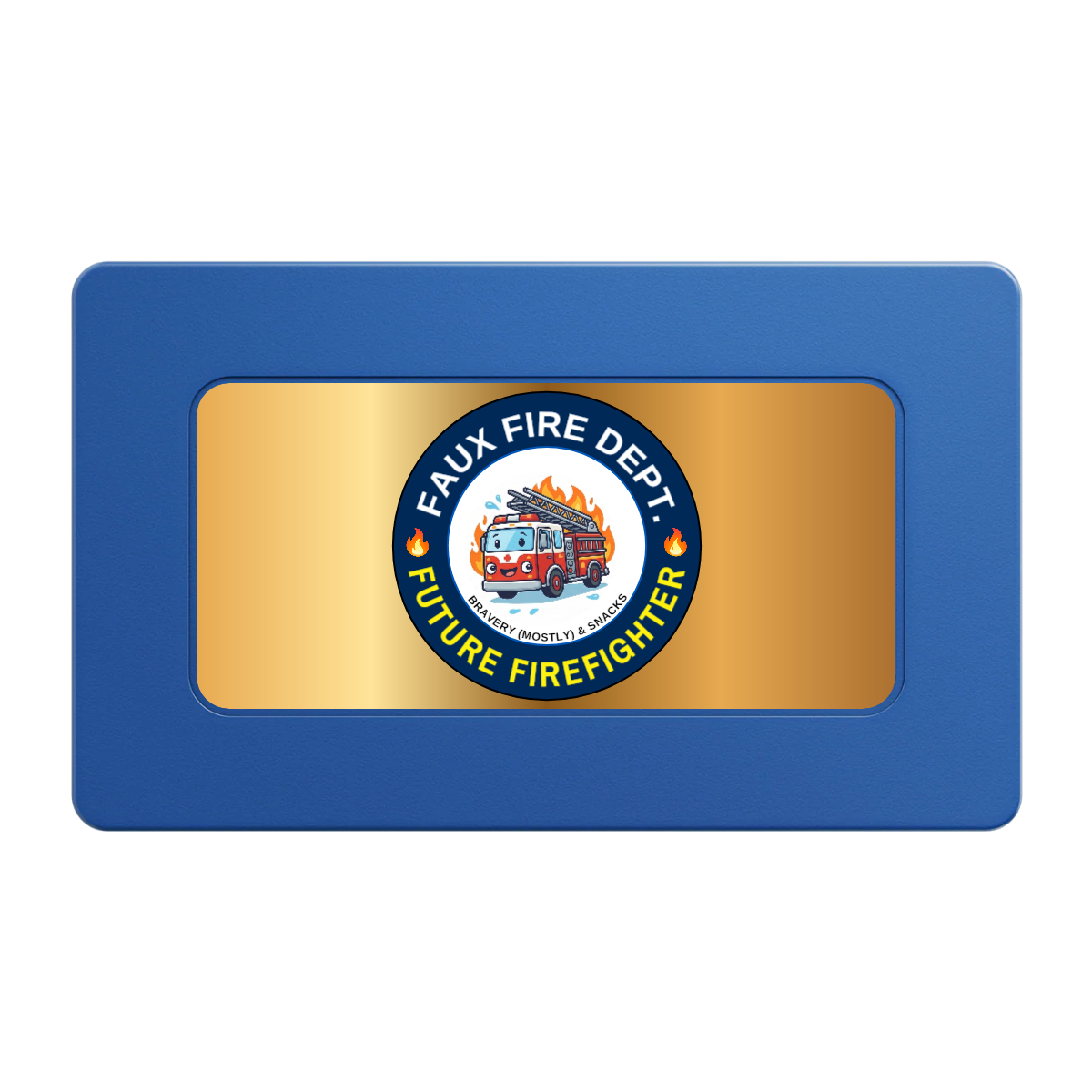 Future Firefighter Rectangular Poker Chip Plaques - Blue - Back