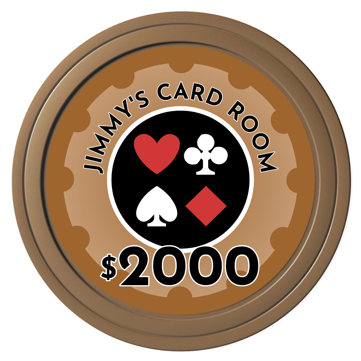 Your Four Suits Composite Poker Chips - Brown / Solid - Front