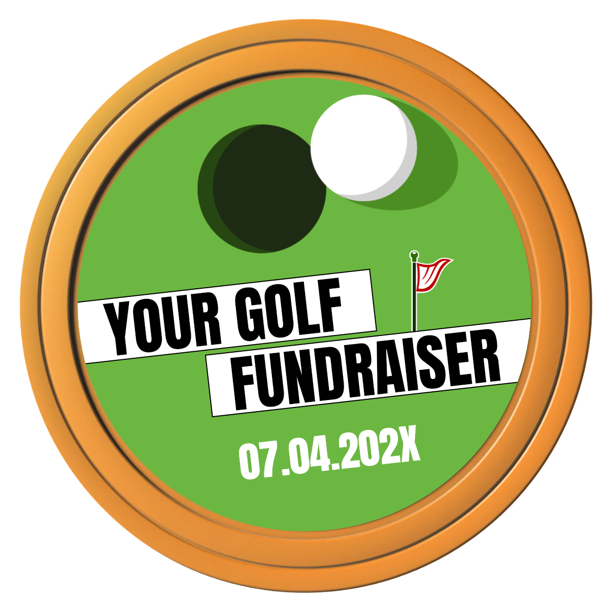 Putting Around Tournament Composite Poker Chips - Orange / Solid - Front