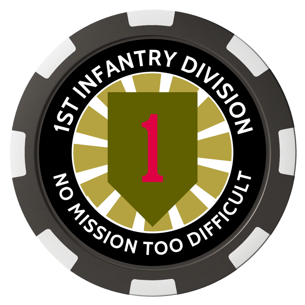 1st Infantry Division Composite Poker Chips - Black / 8 Spot - Front