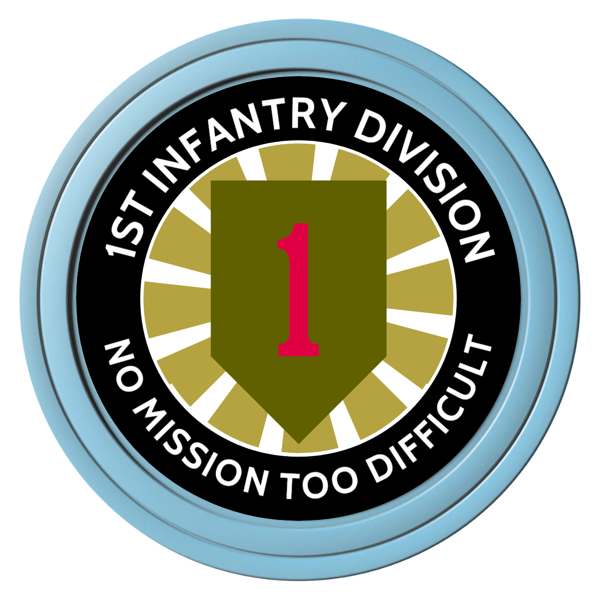 1st Infantry Division Composite Poker Chips - Light Blue / Solid - Front