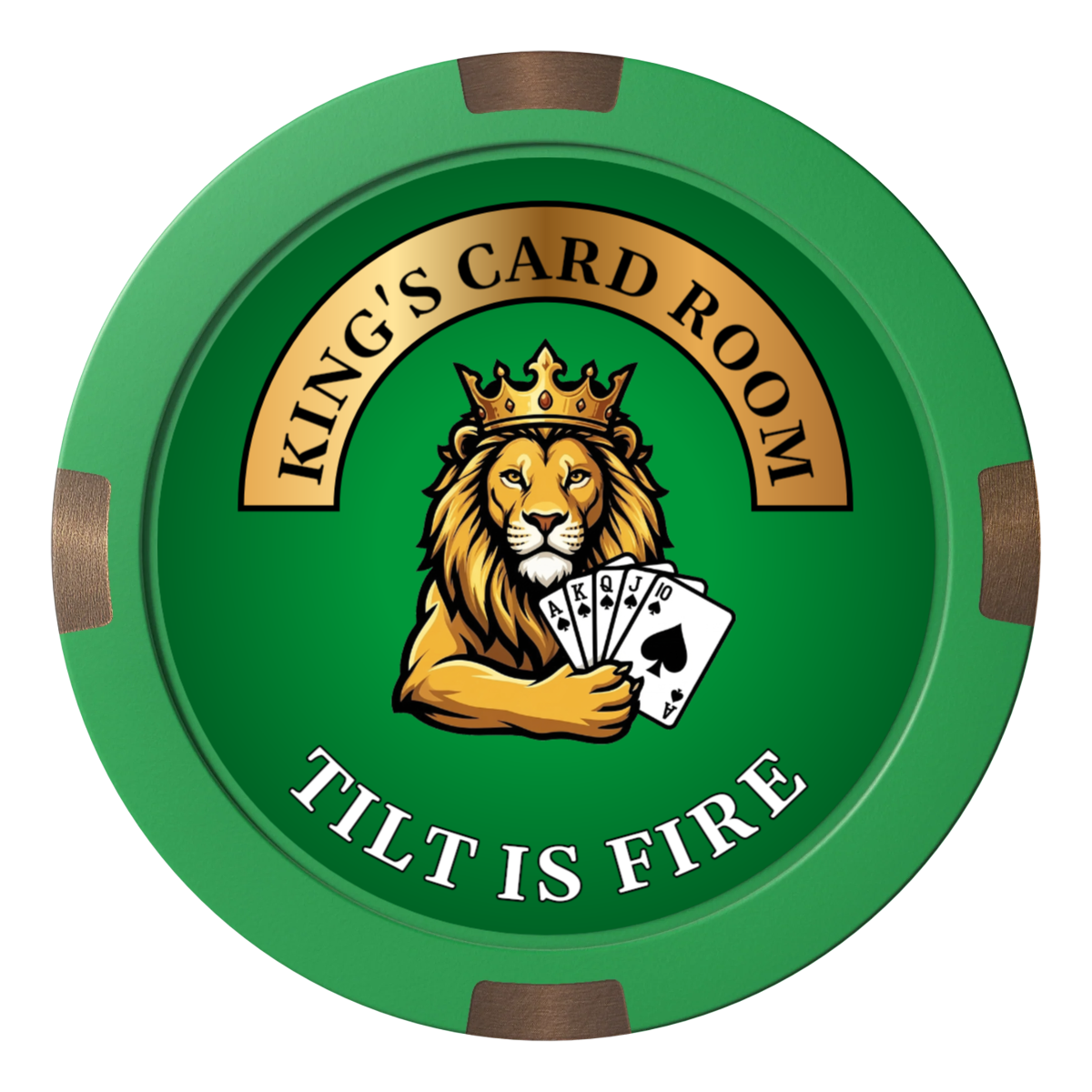 King's Card Room Composite & Metal Hybrid Poker Card Protectors - Green - Front