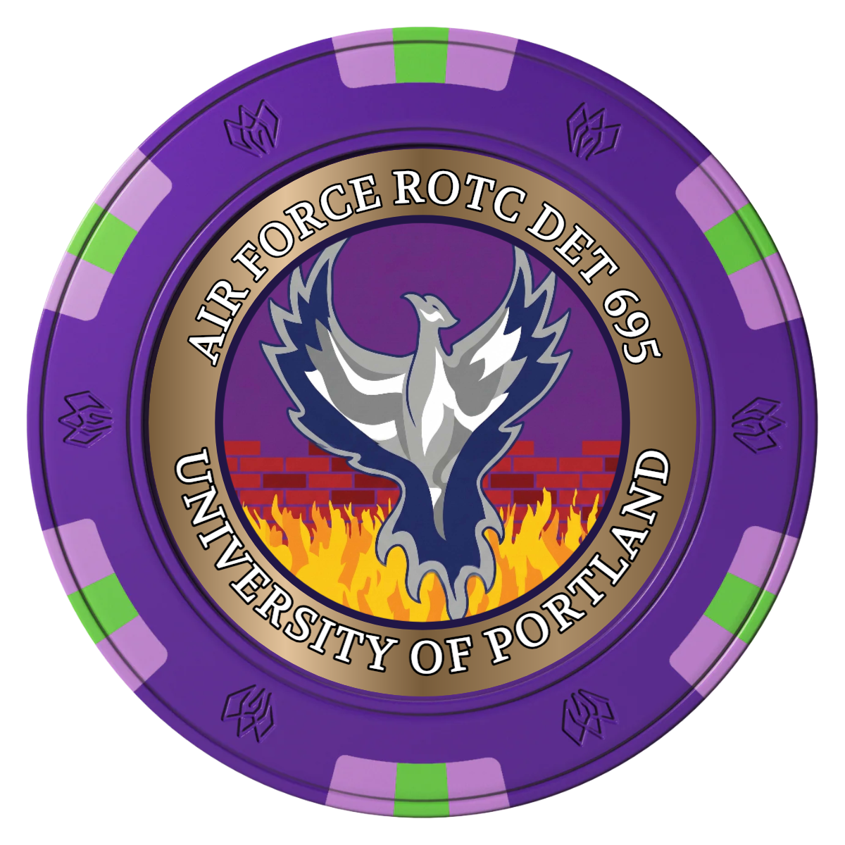 Air Force ROTC Det 695 Clay Poker Chips - Purple / 6 Spot Gem / 40mm - Front