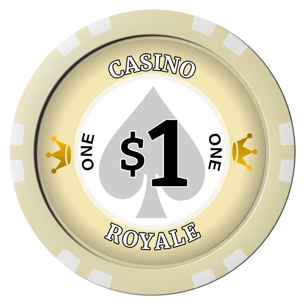 Casino Royale Composite Poker Chips - Ivory / Double Stripe - Front